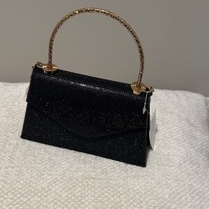 Fashion Nova Black Clutch with Gold Chain Handle